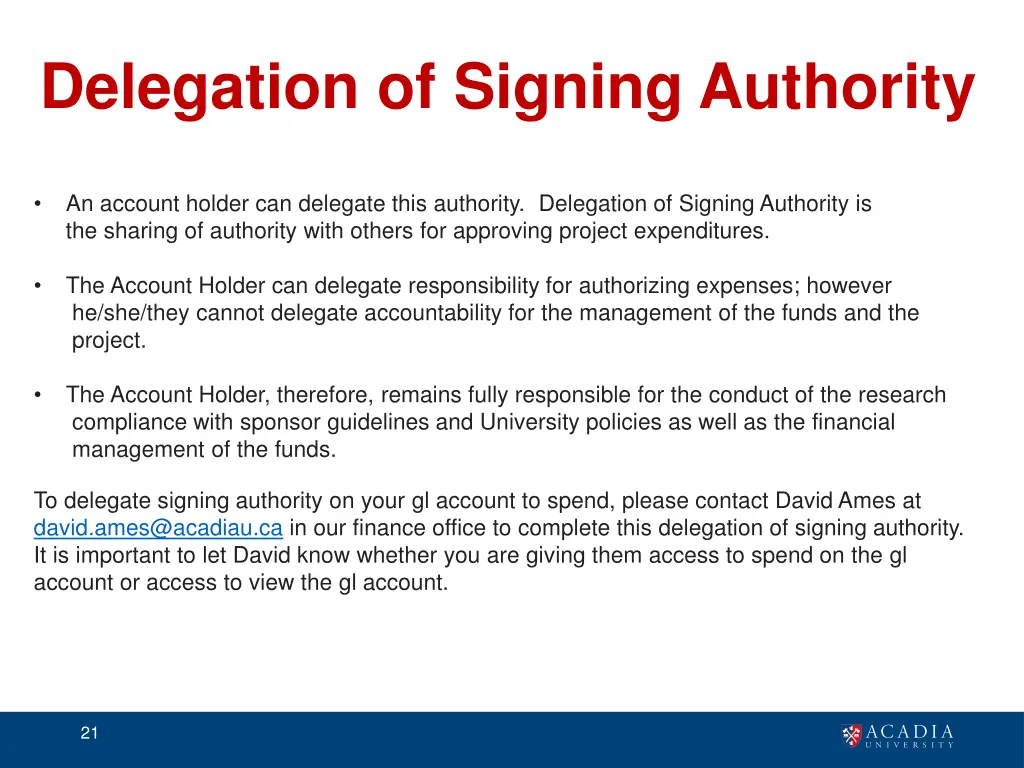 delegation of signing authority