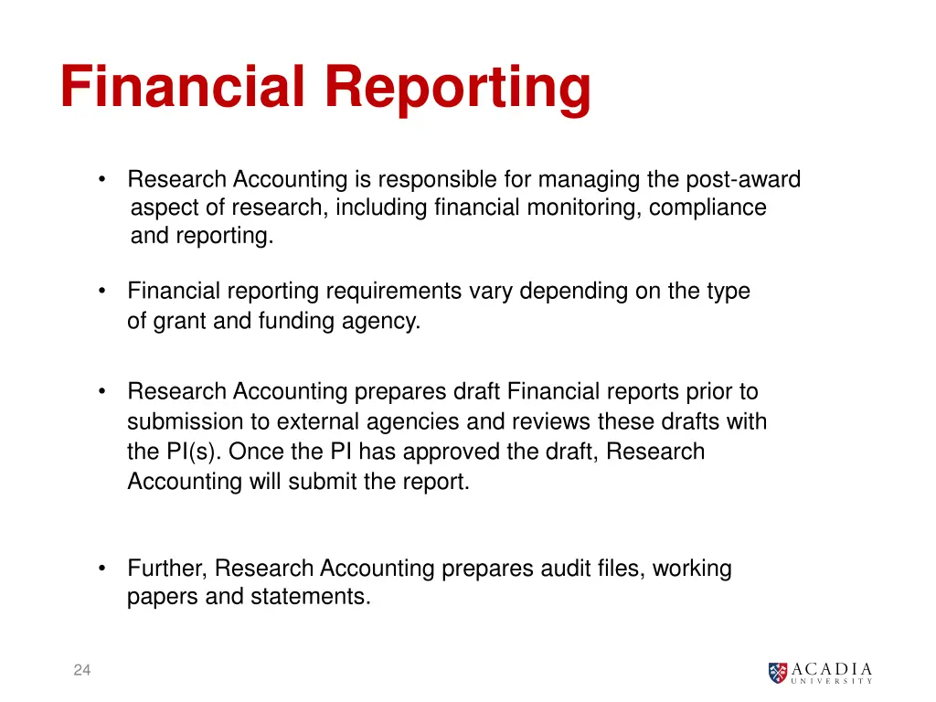 financial reporting