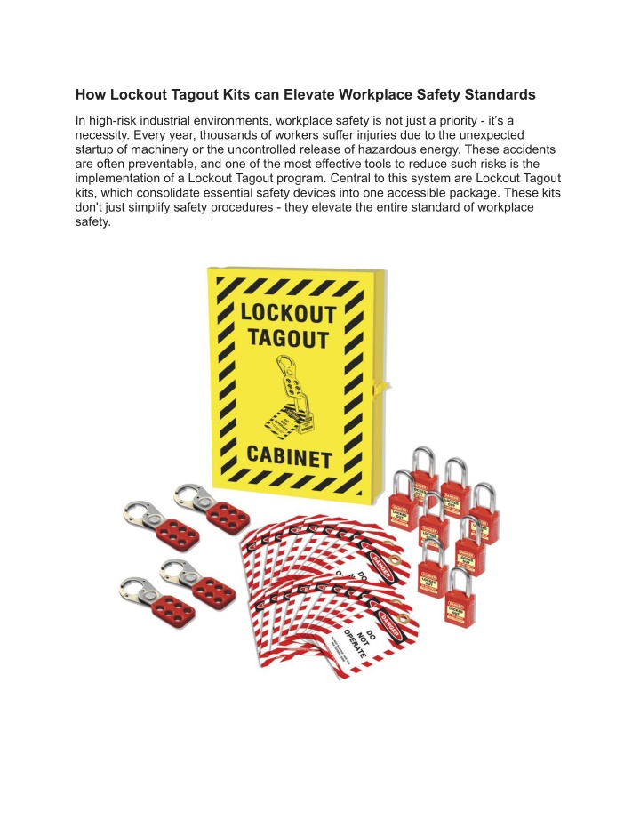 how lockout tagout kits can elevate workplace