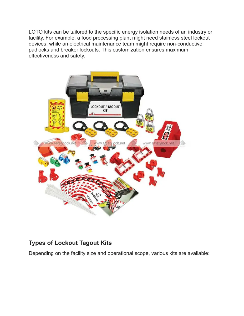 loto kits can be tailored to the specific energy