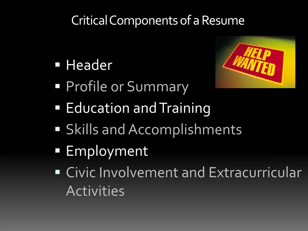 critical components of a resume