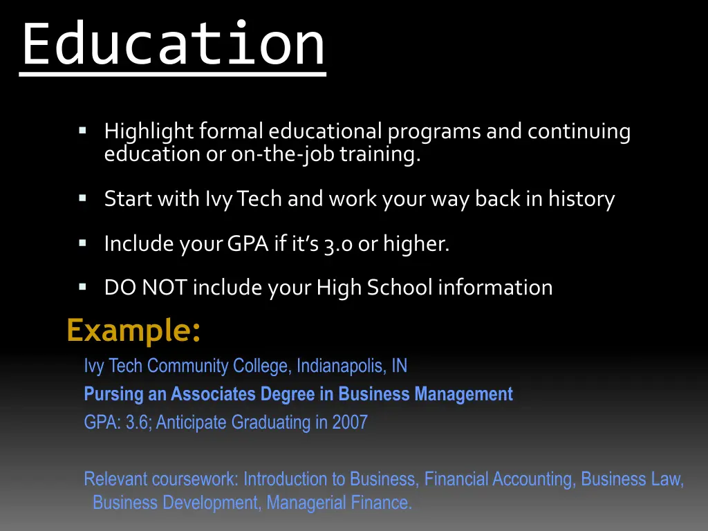 education overview highlight formal educational
