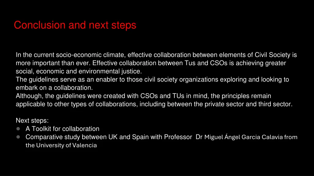 conclusion and next steps