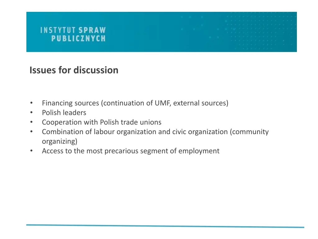 issues for discussion