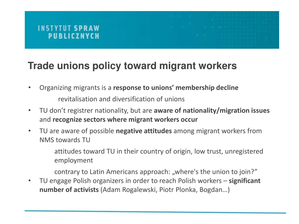trade unions policy toward migrant workers 1