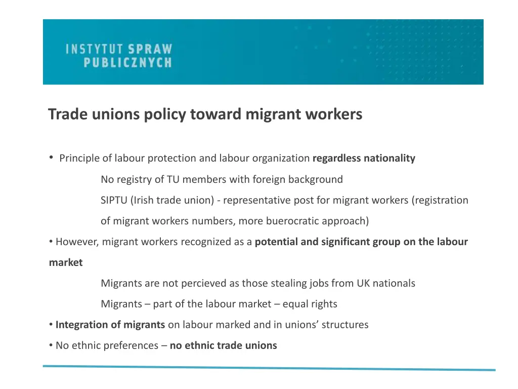 trade unions policy toward migrant workers