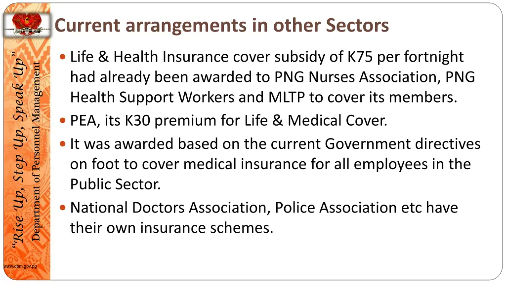 current arrangements in other sectors