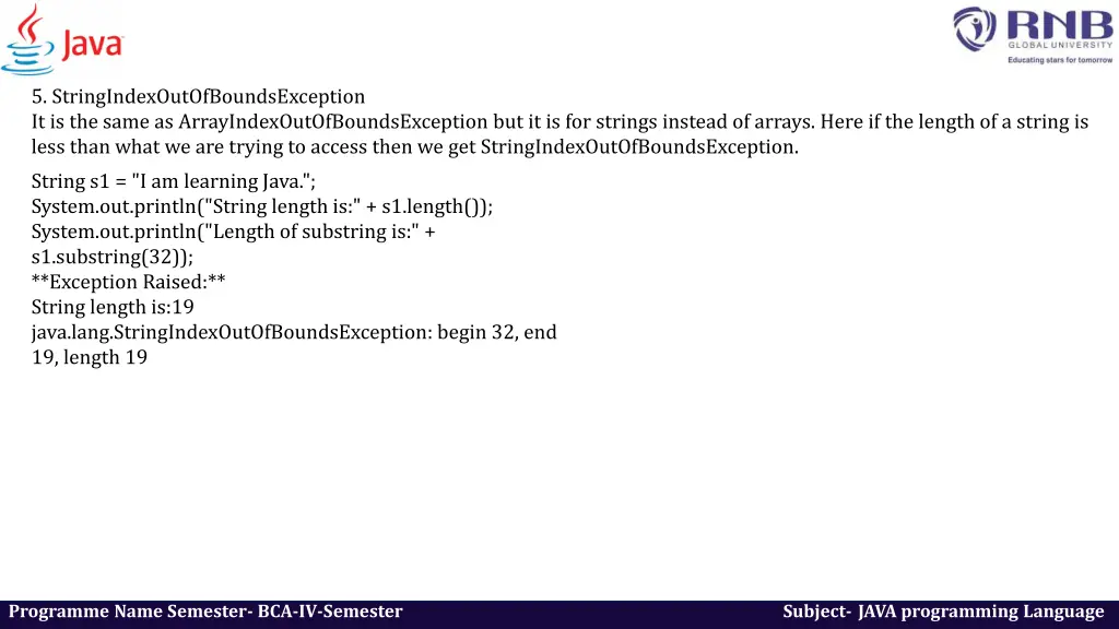5 stringindexoutofboundsexception it is the same
