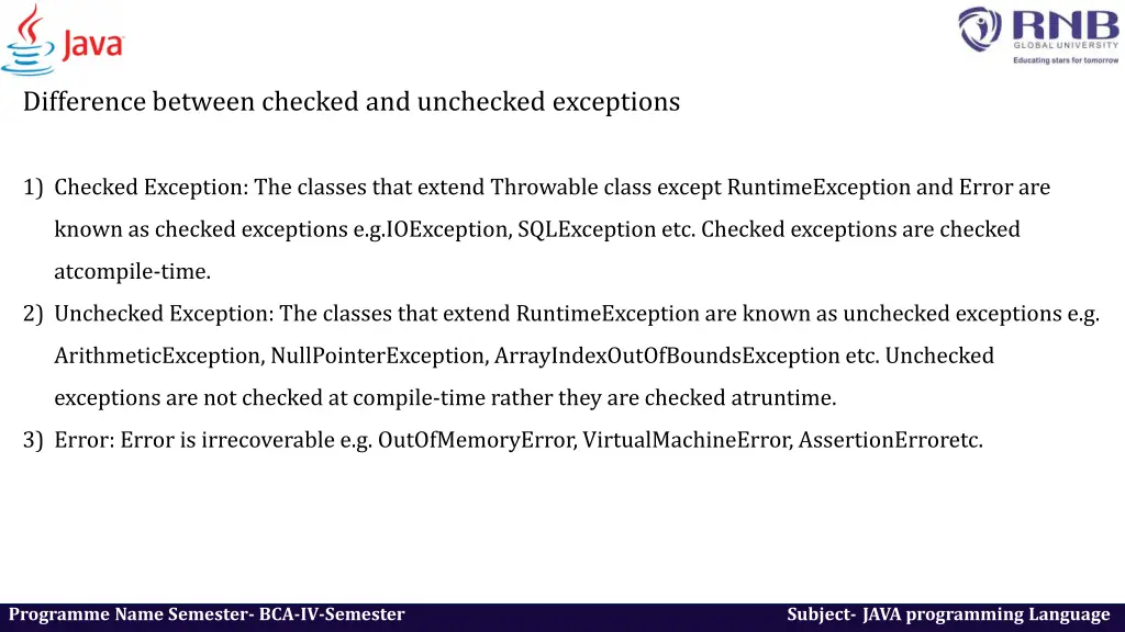 difference between checked and unchecked