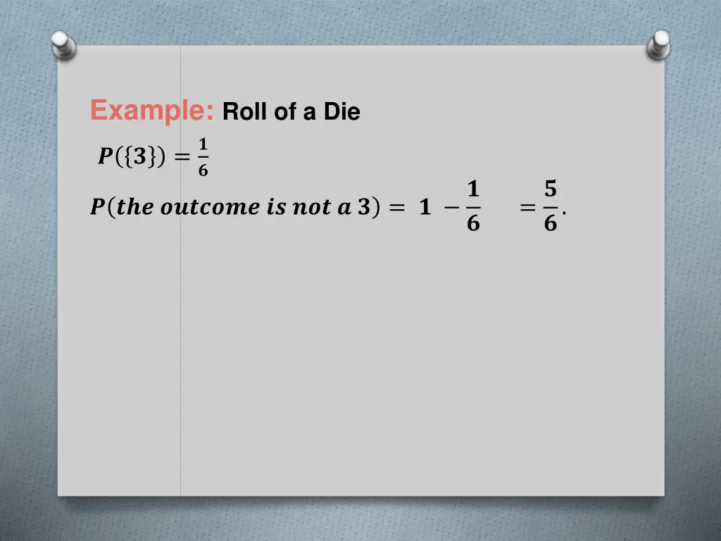 example roll of a die