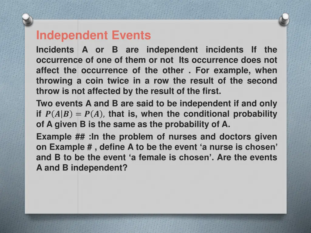 independent events incidents