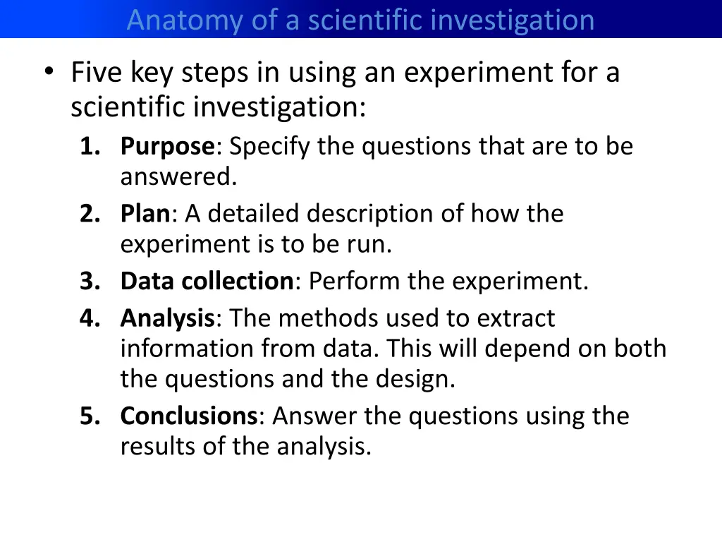 anatomy of a scientific investigation five