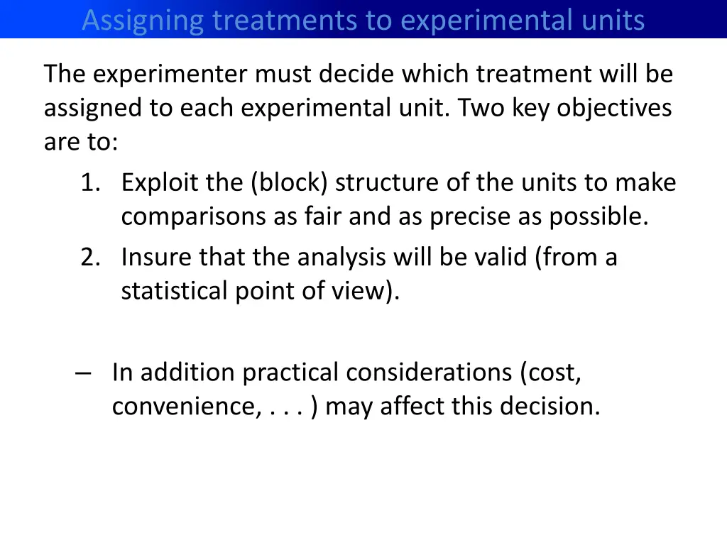 assigning treatments to experimental units