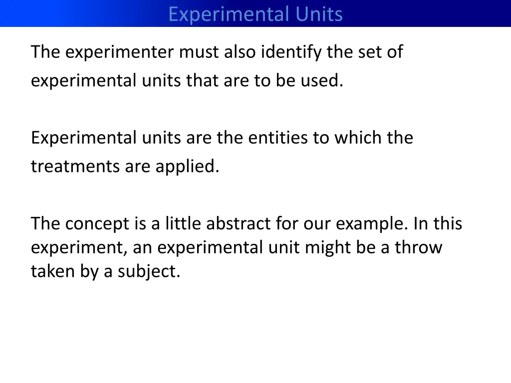 experimental units