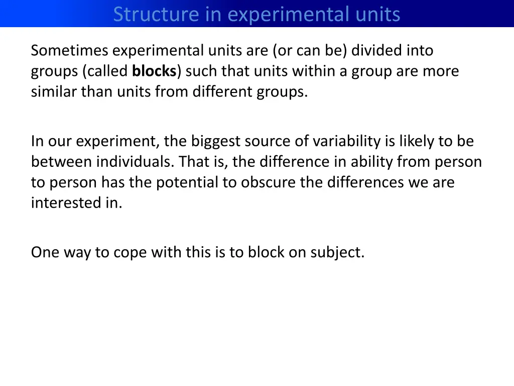 structure in experimental units