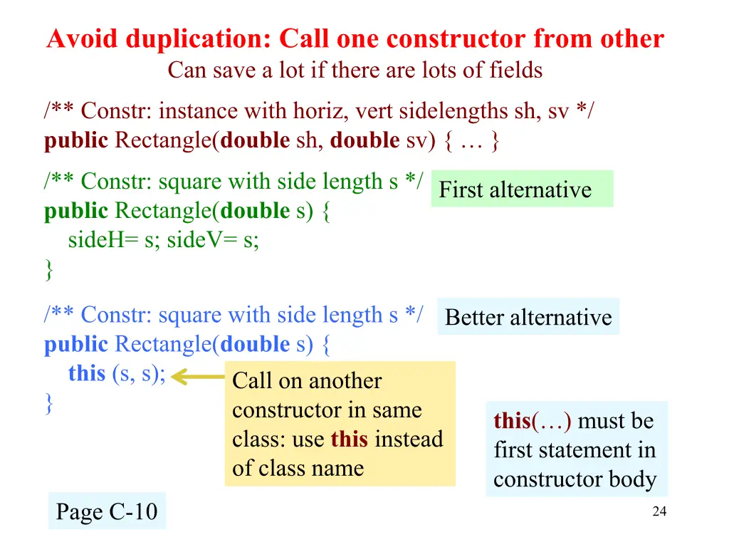 avoid duplication call one constructor from other