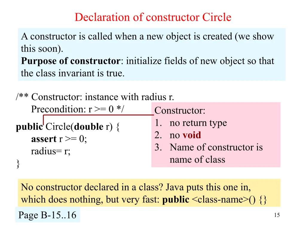 declaration of constructor circle