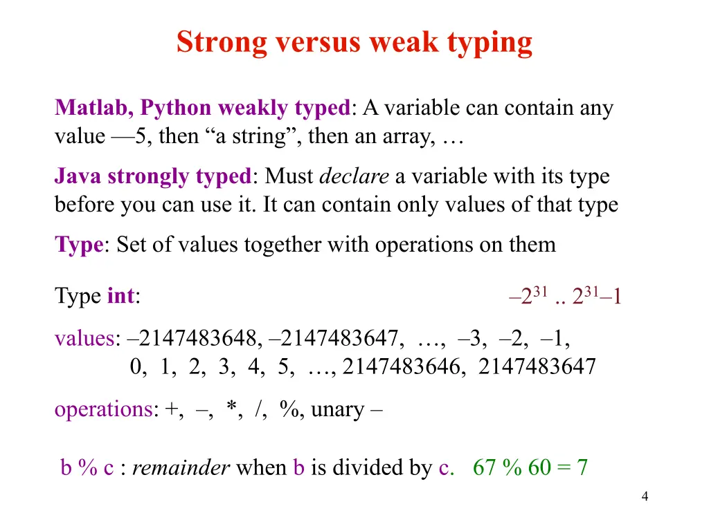 strong versus weak typing
