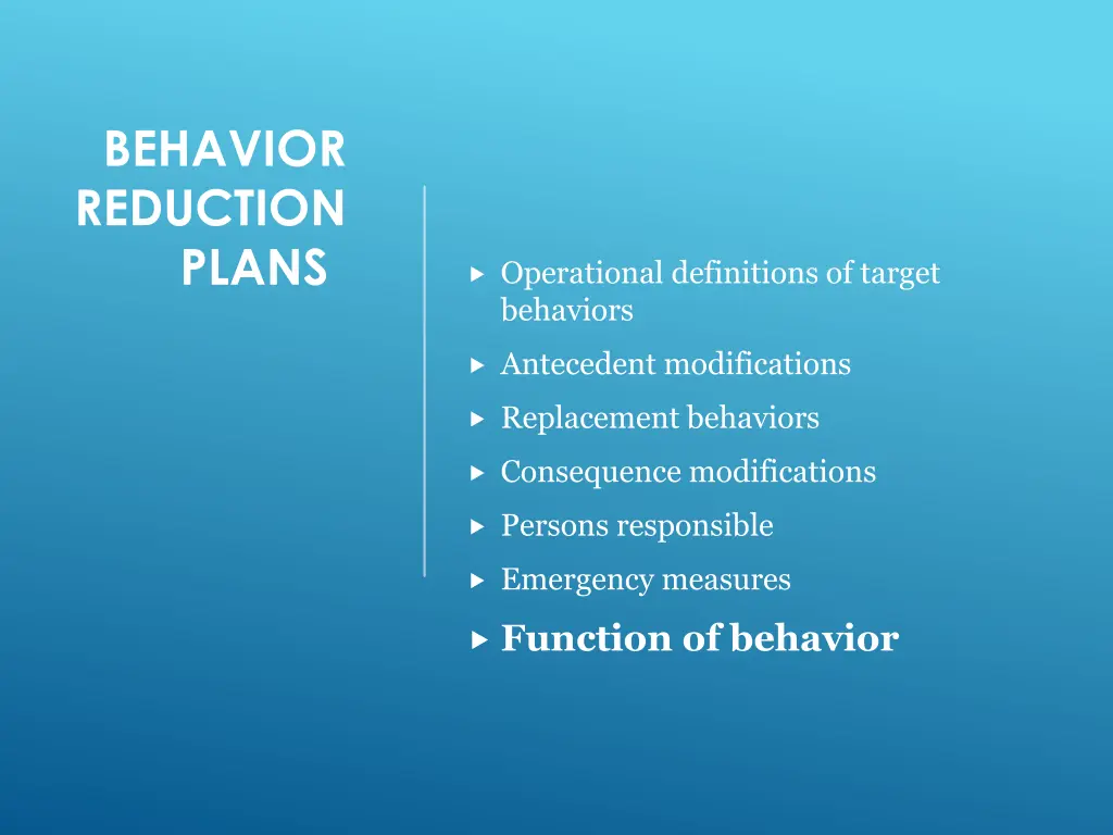 behavior reduction plans