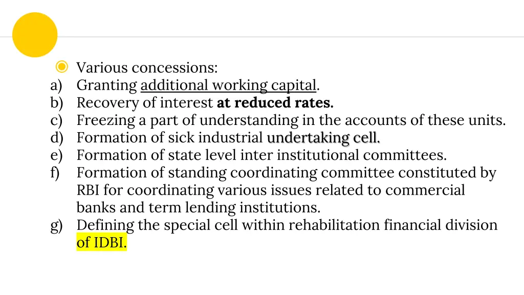 various concessions a granting additional working