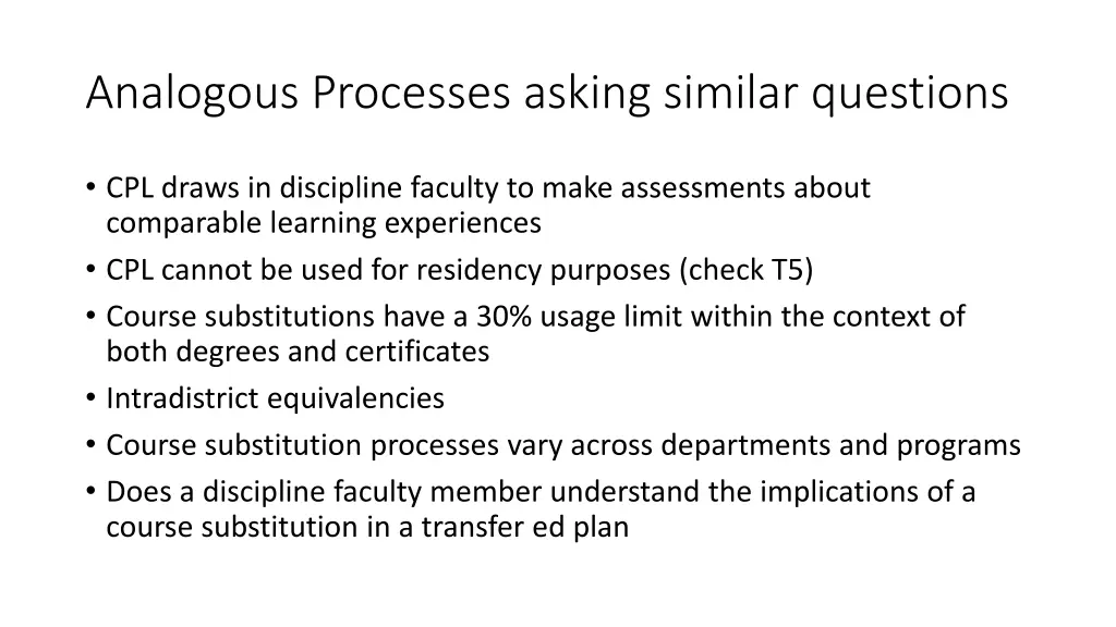 analogous processes asking similar questions