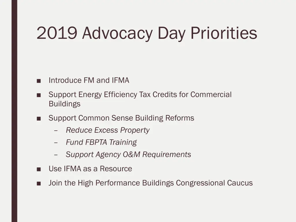 2019 advocacy day priorities