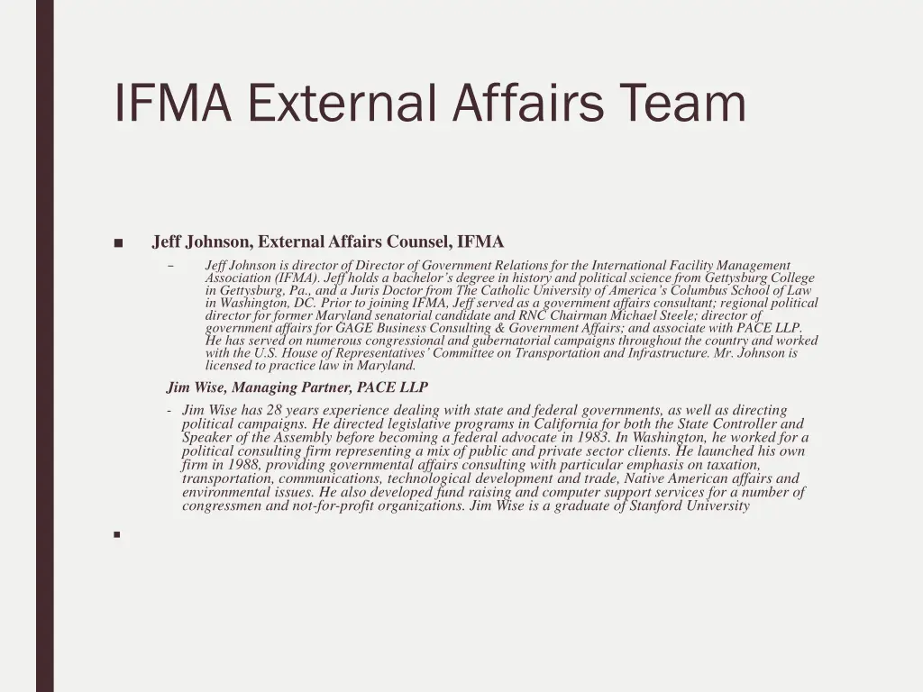 ifma external affairs team