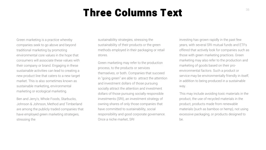 three columns text three columns text