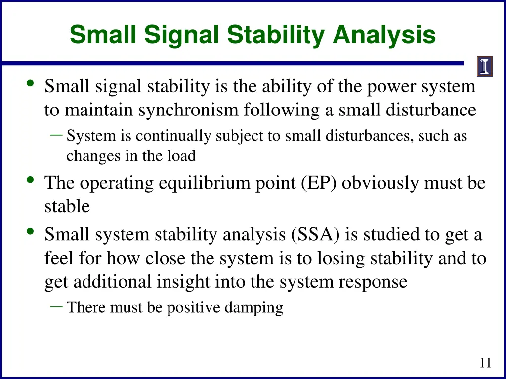 small signal stability analysis