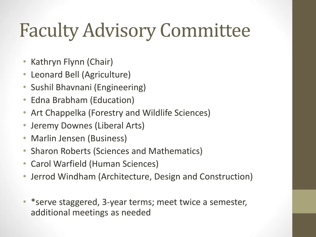 faculty advisory committee