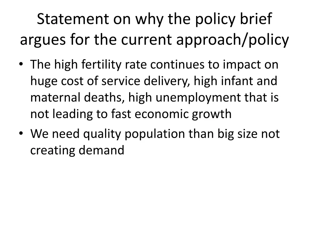 statement on why the policy brief argues