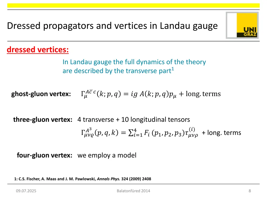 dressed propagators and vertices in landau gauge 1