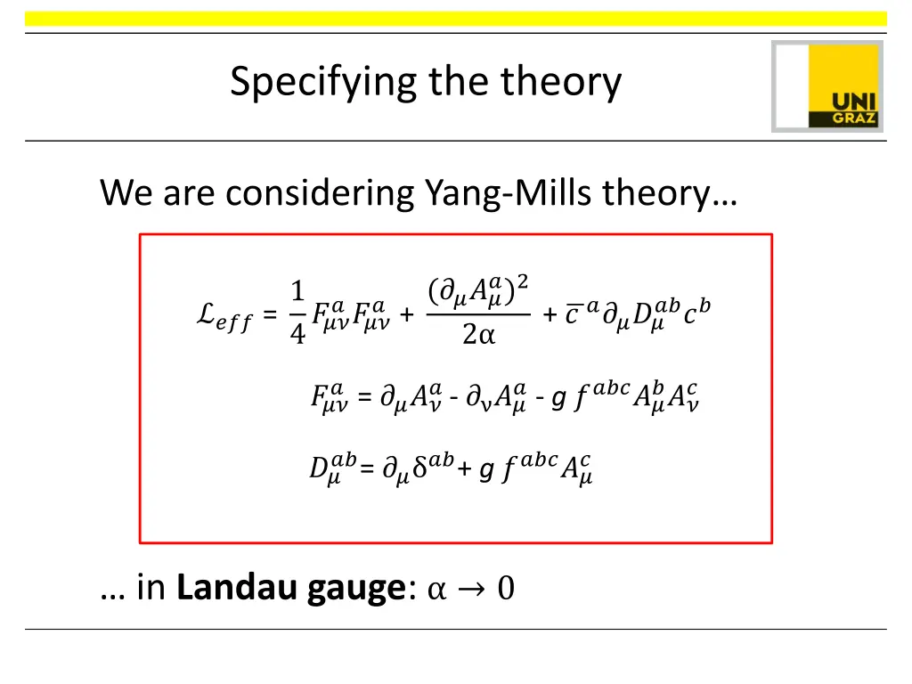 specifying the theory
