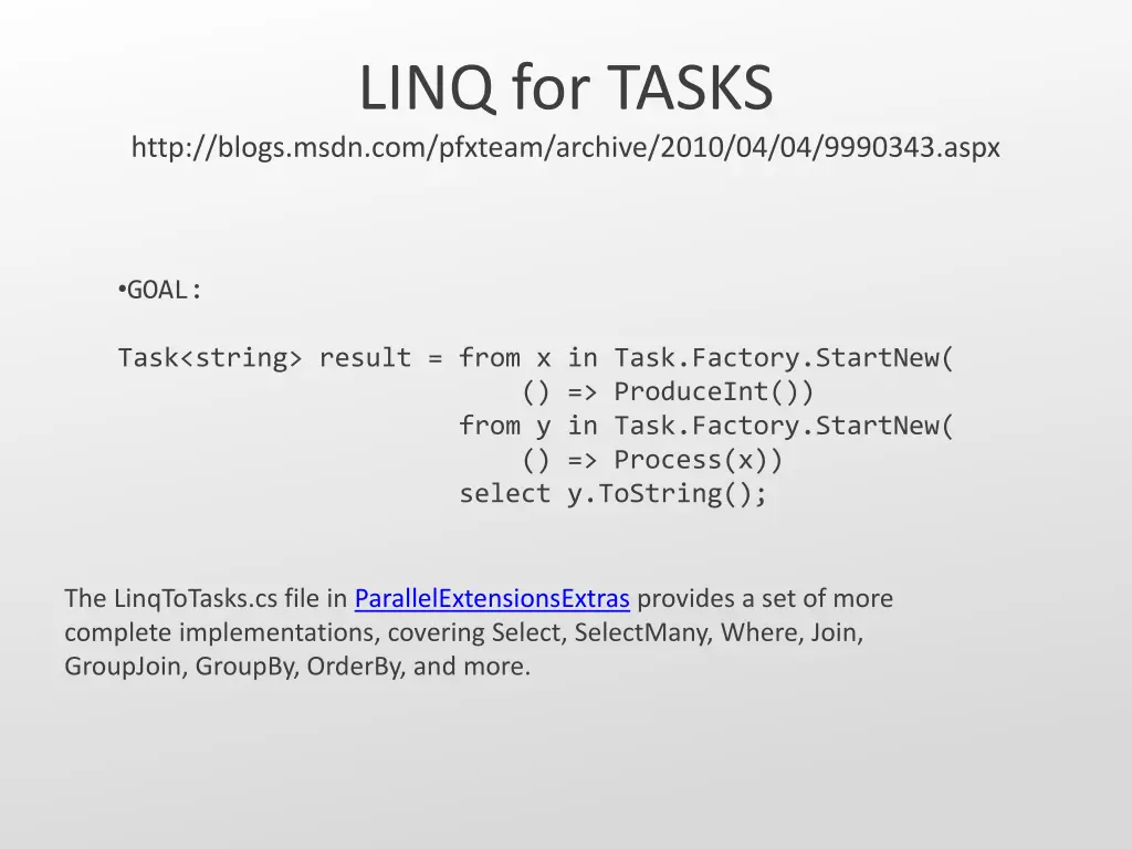 linq for tasks