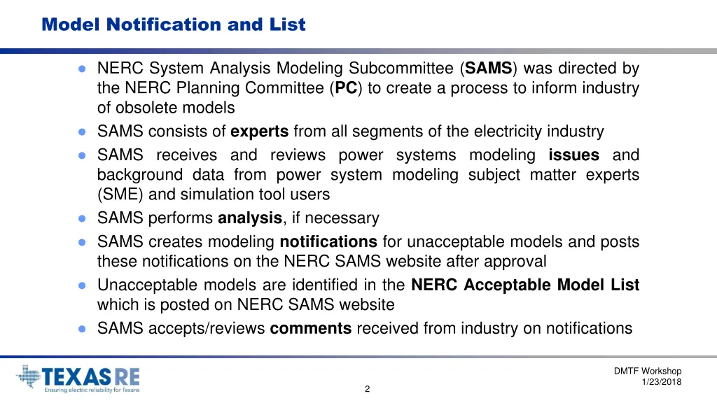 model notification and list