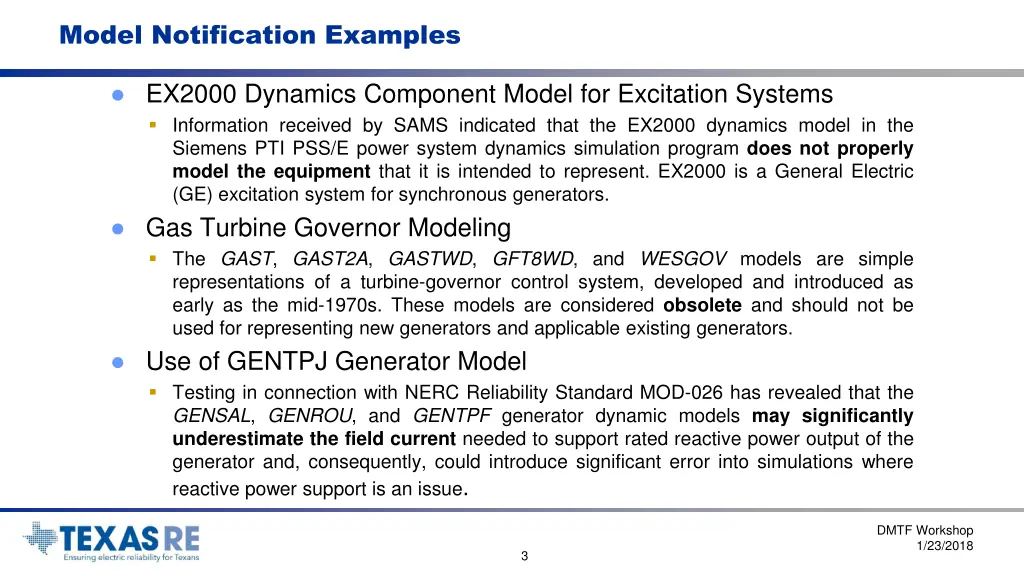 model notification examples