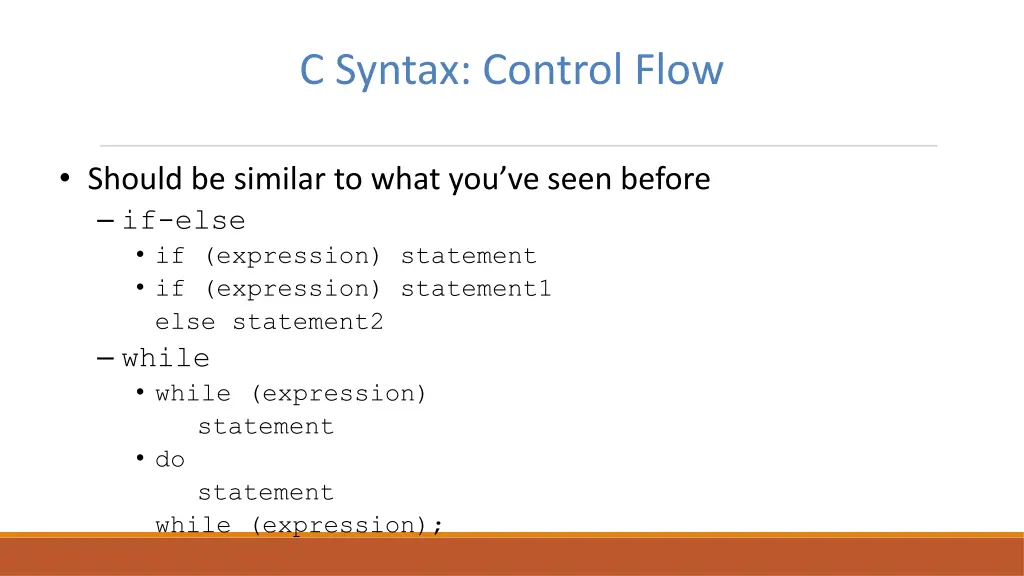 c syntax control flow