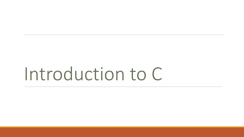 introduction to c
