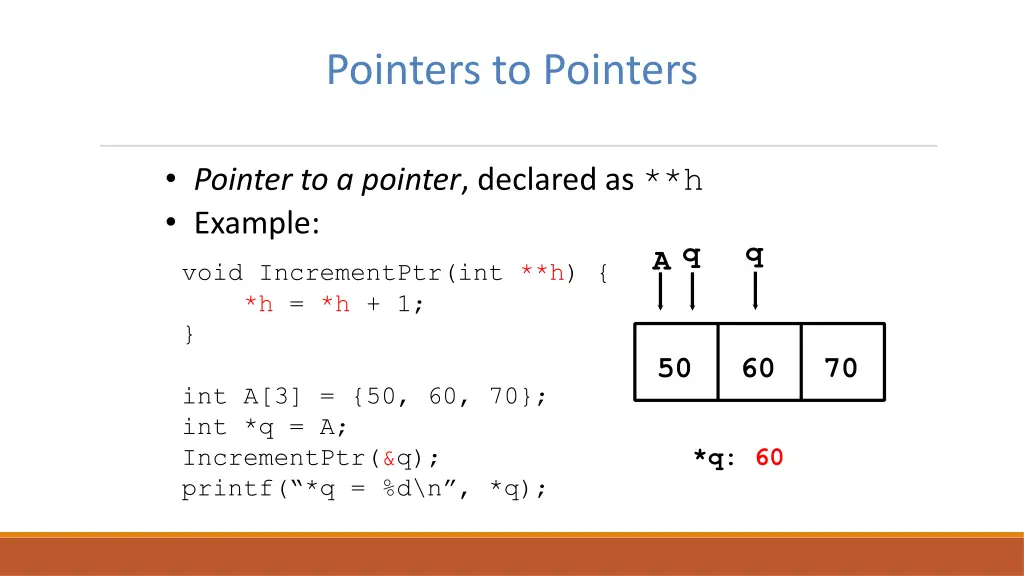 pointers to pointers