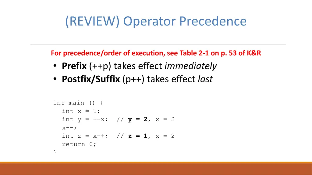 review operator precedence