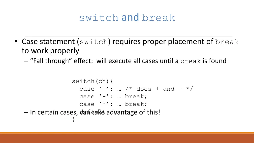 switch and break