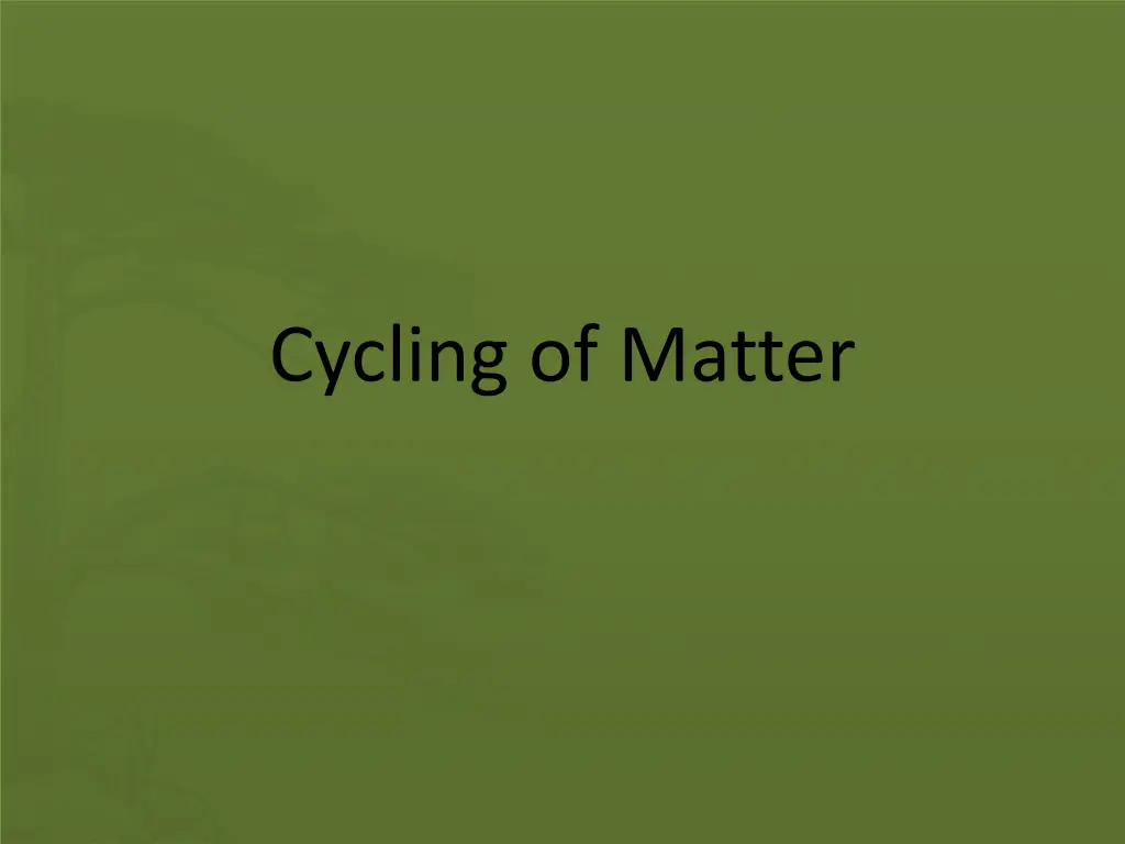 cycling of matter