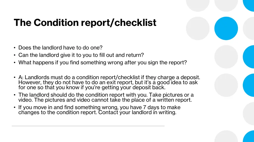 the condition report checklist