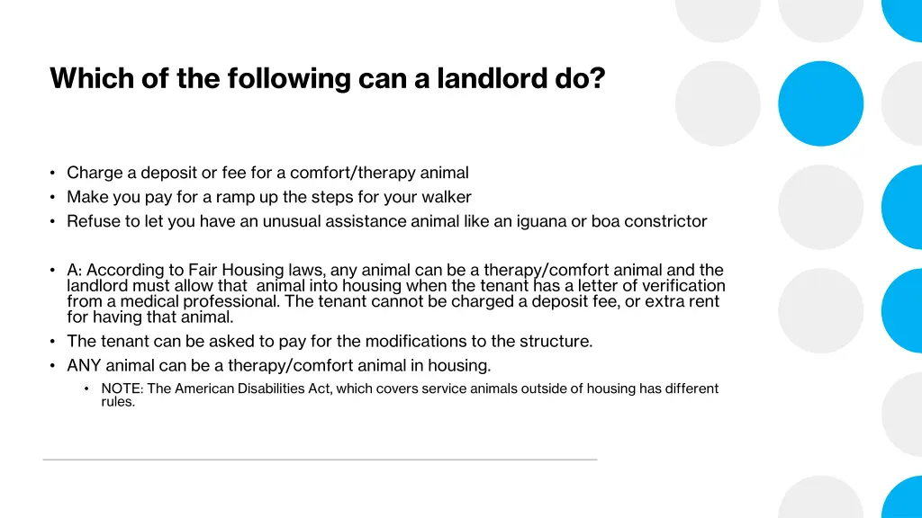 which of the following can a landlord do