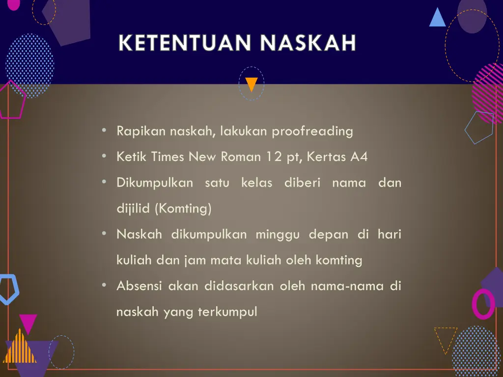 ketentuan naskah