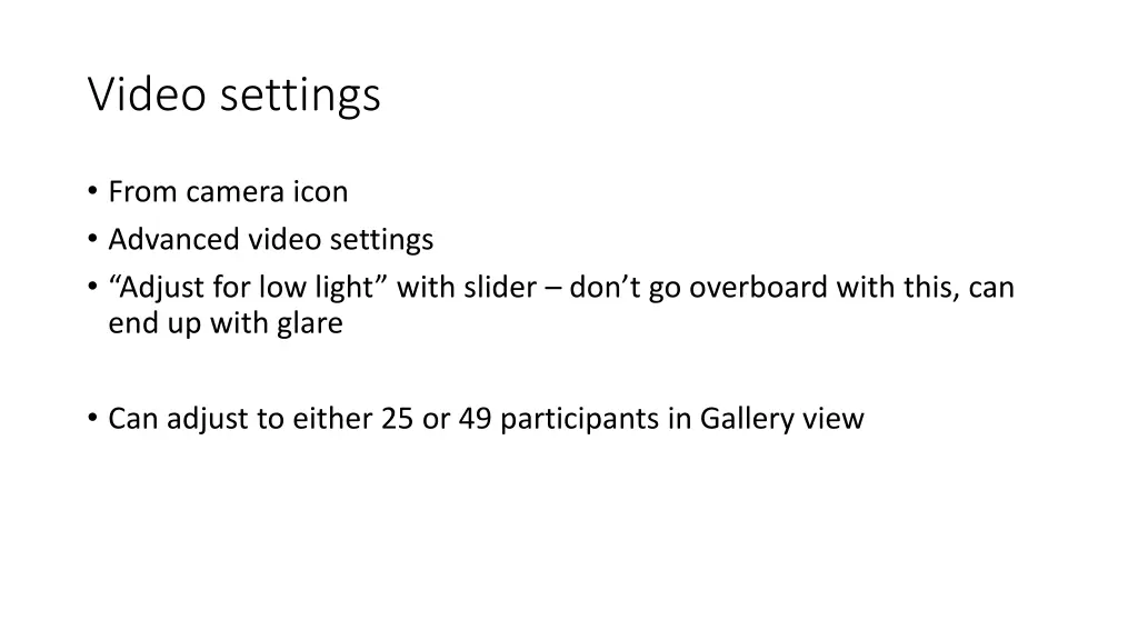video settings