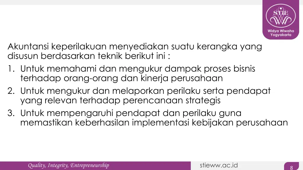 akuntansi keperilakuan menyediakan suatu kerangka