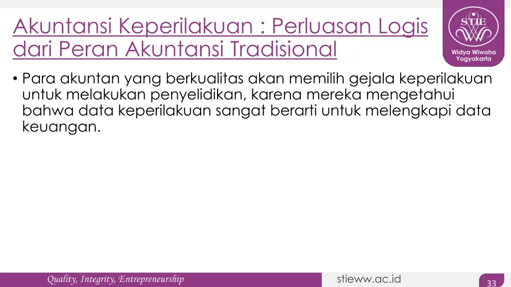 akuntansi keperilakuan perluasan logis dari peran