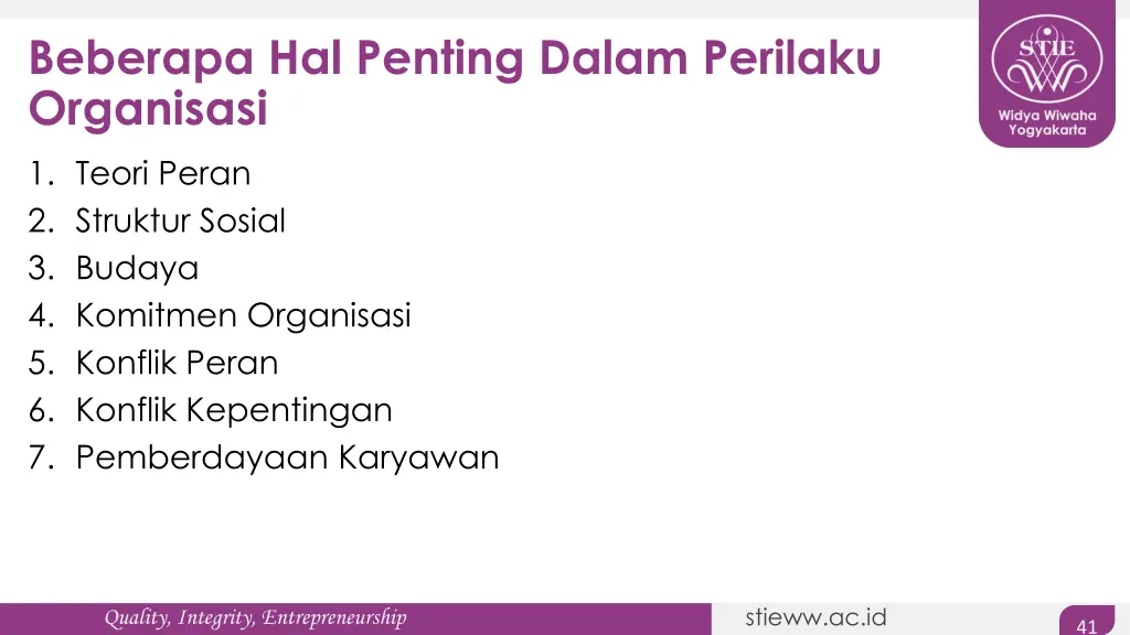 beberapa hal penting dalam perilaku organisasi