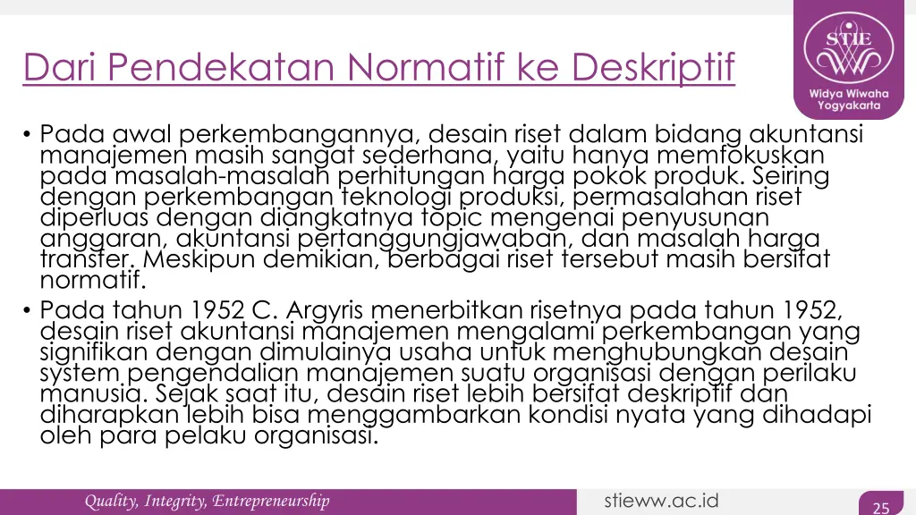 dari pendekatan normatif ke deskriptif